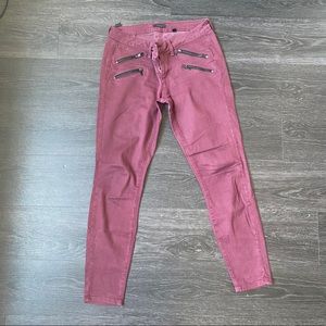 Bebe maroon colored mid rise skinny jeans